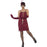 Flapper Costume Burgundy Red Small, with Short Dress