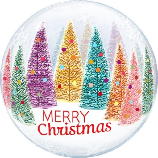 Merry Christmas Trees & Snowflakes Bubble 22"