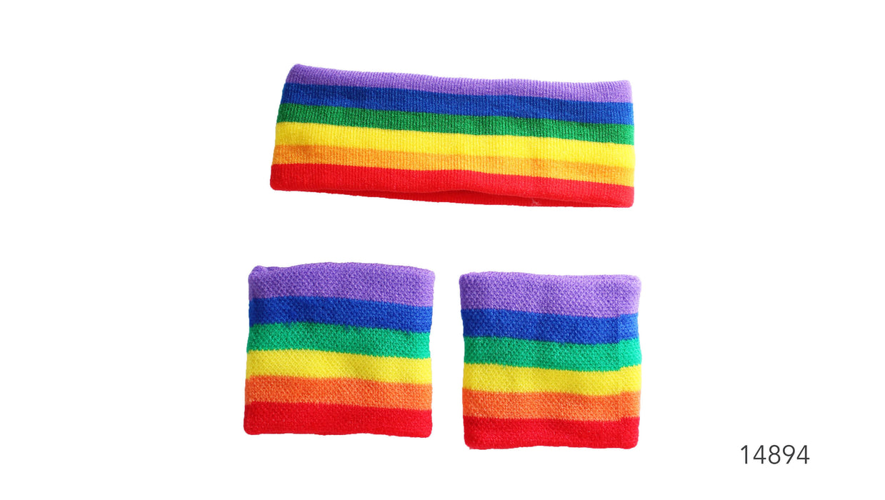 Headband & Wristband Set Rainbow