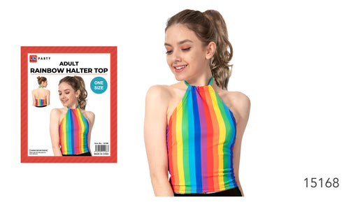 Adult Rainbow Stripe Halter Neck Top