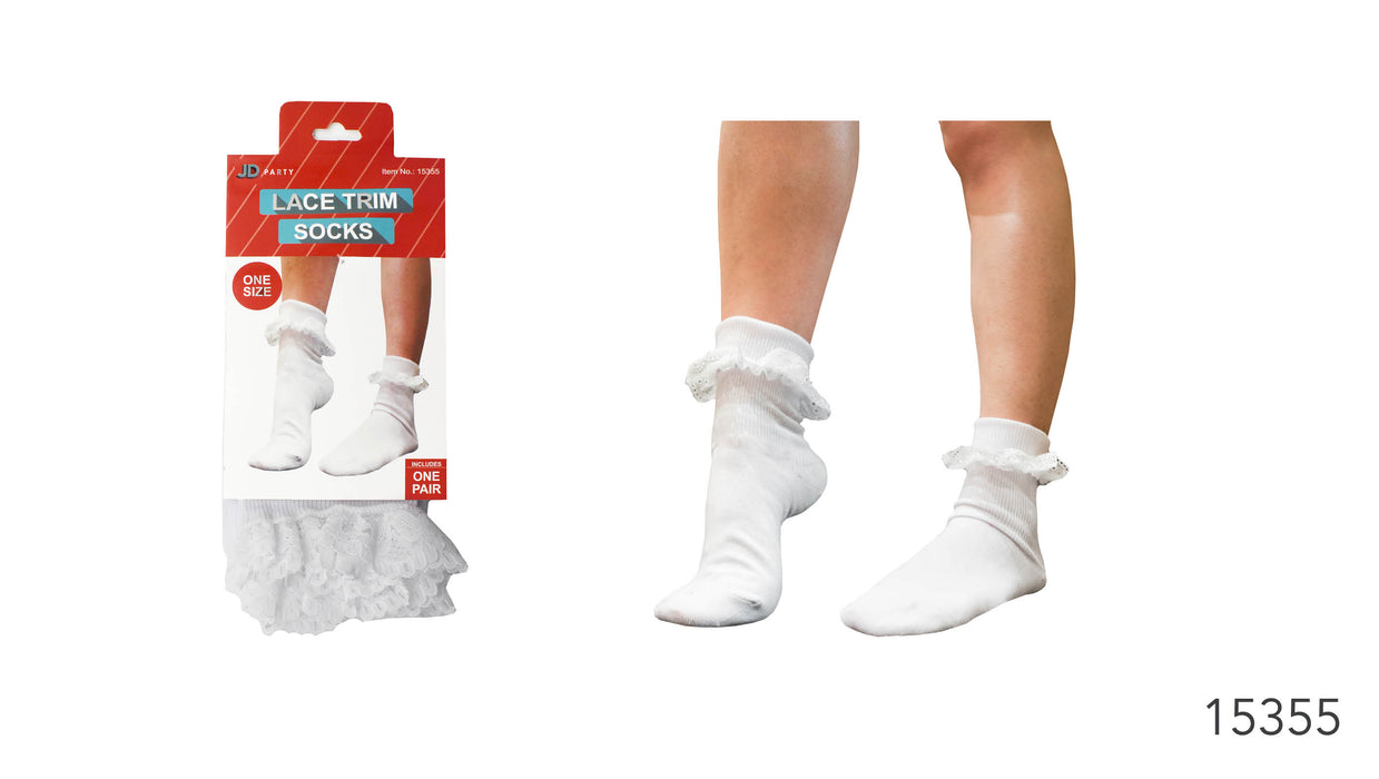 Lace Trim White Socks