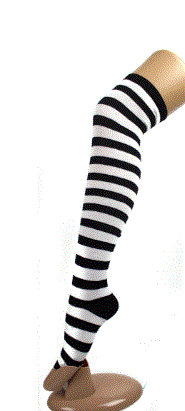 Over The Knee Black & White Striped Socks