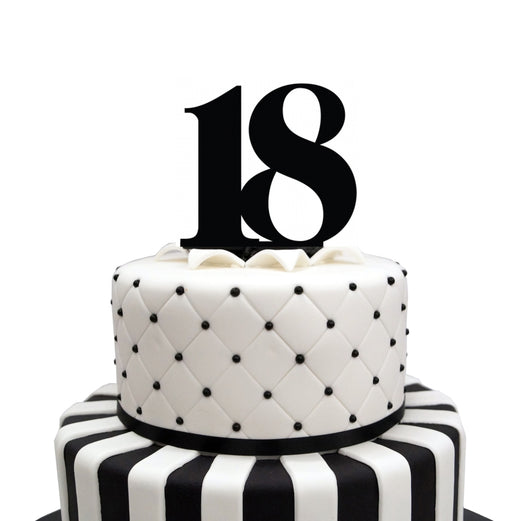 Number 18 Black Acrylic  Cake Topper