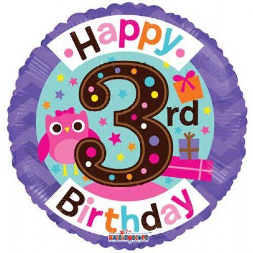 18" Foil Balloon 3rd Birthday Girl