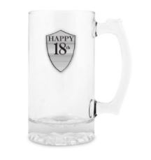 18th Beer Mug with Handle & Pewter Look Badge