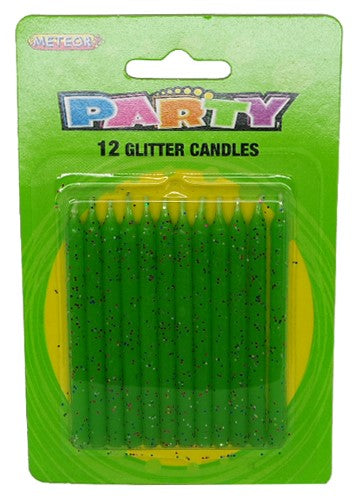 12 Glitter Candles - Assorted Colours
