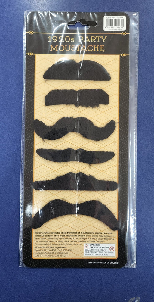 1920's Party Moustaches 6 Pack
