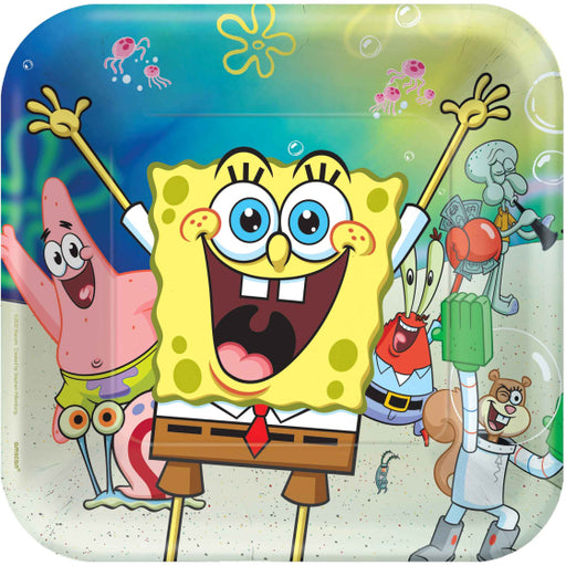 Spongebob Sqaure Paper Plates 23cm 8 Pack