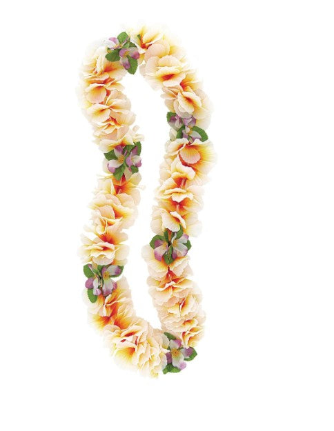 Luau Fancy Orchid Lei - Orange & White