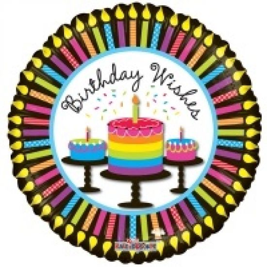 Kaleidoscope Foil 18" Birthday Cupcake and Candle