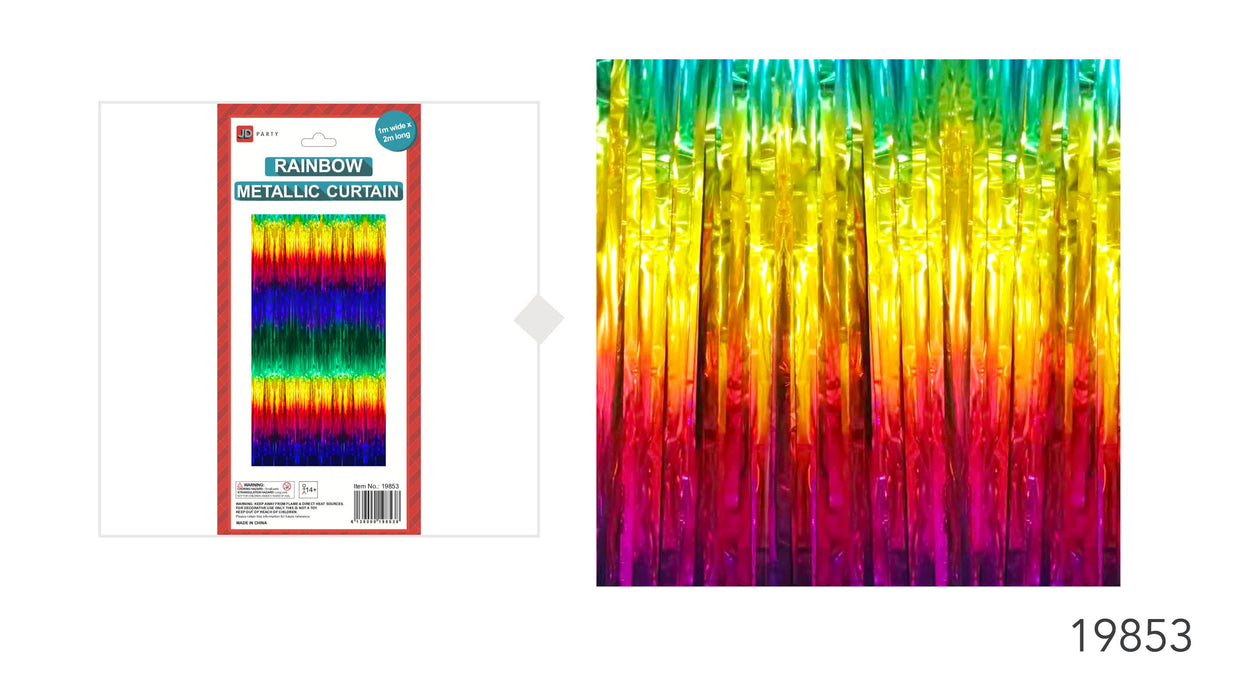 Deluxe Rainbow Metallic Curtain 1m Wide X 2m Long