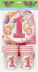 1ST BALLOONS PINK PARTY PACK FOR 8