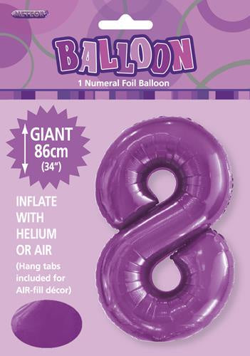 Mega Foil Balloon Number 8 Purple
