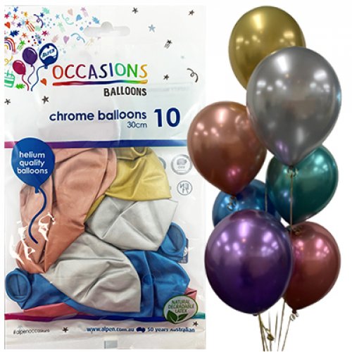 Chrome Balloons 10 Pack 30cm