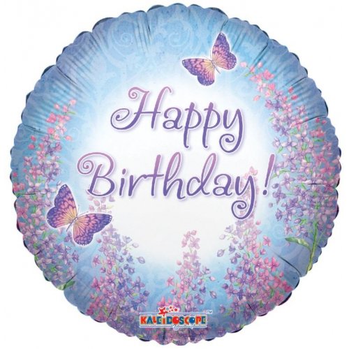 Happy Birthday Purple Lilacs Foil Balloon 18"/46cm