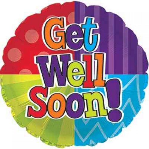 Foil Balloon 18" Get Well Dots And Stripes