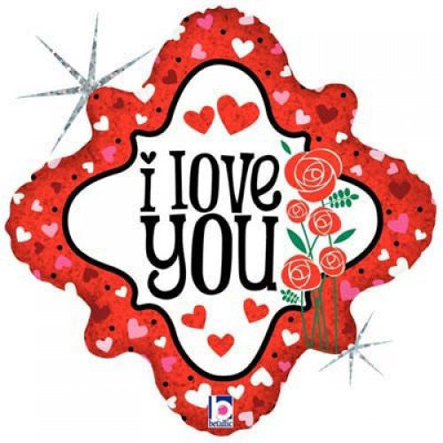 Foil Balloon 18" I Love You Hearts And Rose