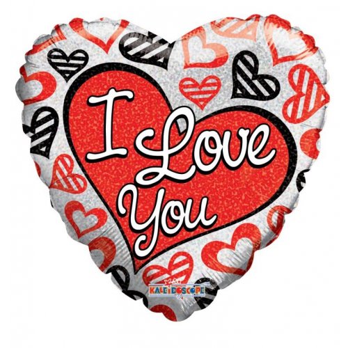 I Love You Holographic Heart 18'' Foil Balloon