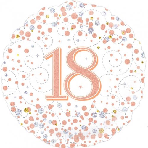 Aged Sparkling Fizz Birthday White and Rose Gold 45cm Foil Balloon