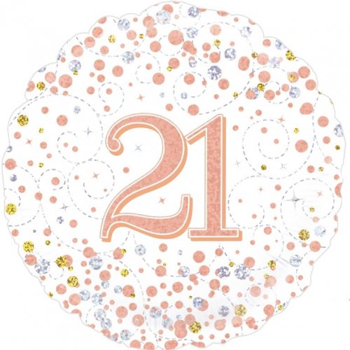 Aged Sparkling Fizz Birthday White and Rose Gold 45cm Foil Balloon