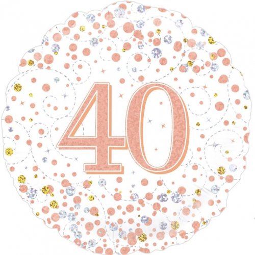 Aged Sparkling Fizz Birthday White and Rose Gold 45cm Foil Balloon