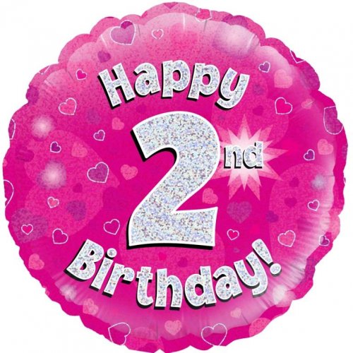 46cm Pink Foil Holographic Happy Birthday