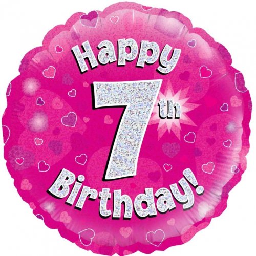 46cm Pink Foil Holographic Happy Birthday