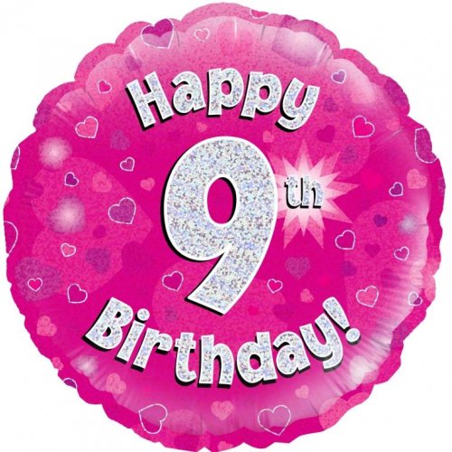 46cm Pink Foil Holographic Happy Birthday