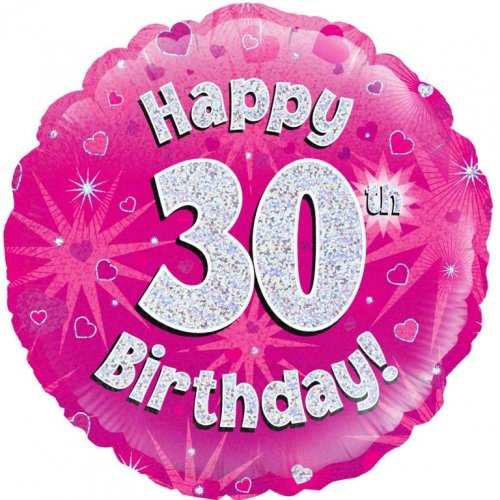 46cm Pink Foil Holographic Happy Birthday