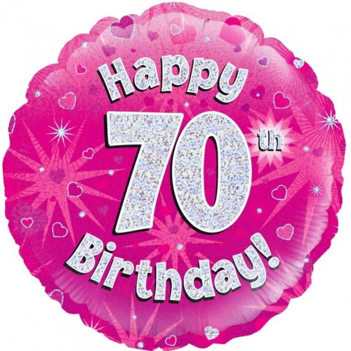 46cm Pink Foil Holographic Happy Birthday