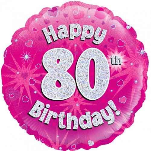 46cm Pink Foil Holographic Happy Birthday