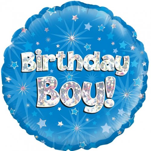 Assorted Blue Holographic Birthday Foils 18''