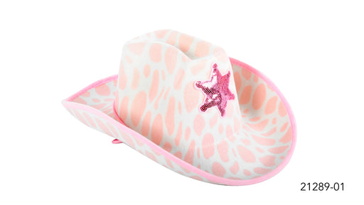 Cowgirl Hat - Pink Cow Print With Star