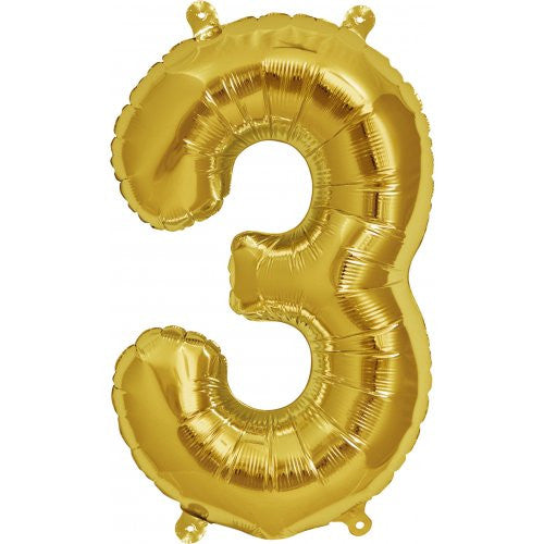 16" Gold Foil Balloon Number 3