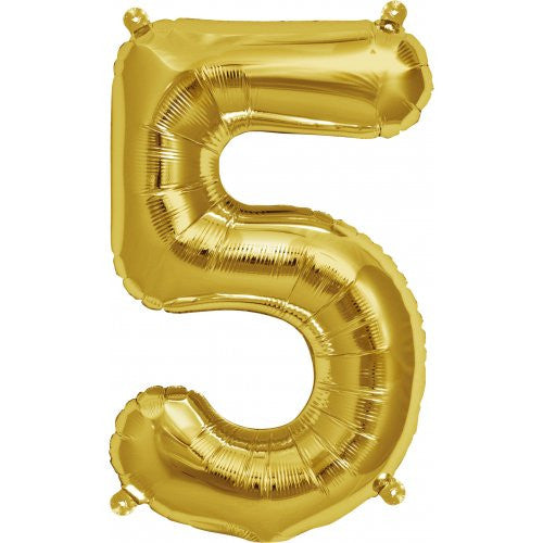 16" Gold Foil Balloon Number 5