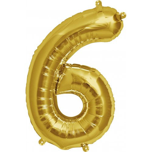 16" Gold Foil Balloon Number 6