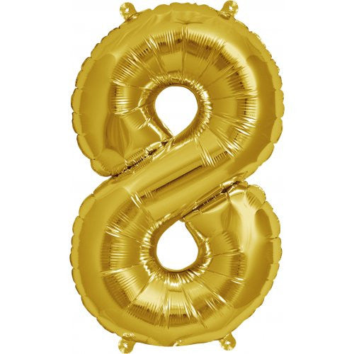 16" Gold Foil Balloon Number 8