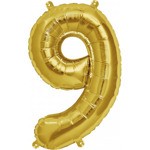 16" Gold Foil Balloon Number 9