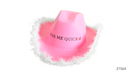 Kiss Me Quick Cowboy Hat With White Feathers