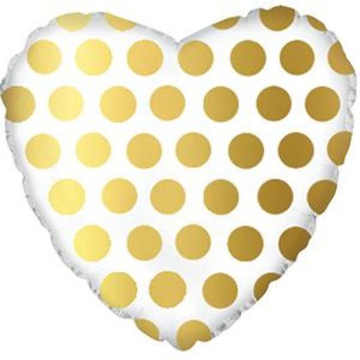 Foil Balloon 18" Gold Polka Dots Heart