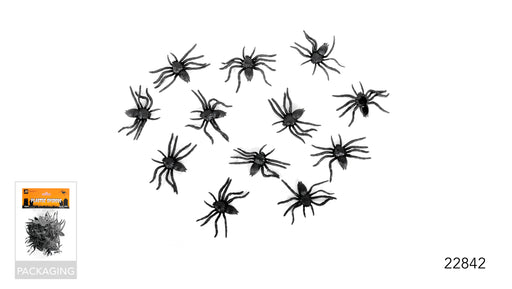 Black Spiders Plastic Pack Of 12