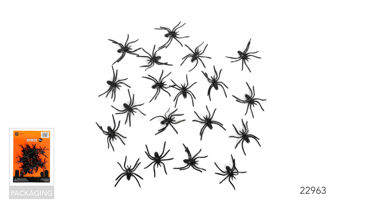 Black Spiders Plastic Pack Of 12