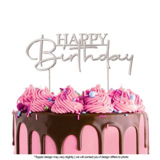 'Happy Birthday' Cursive Script Metal Cake Topper