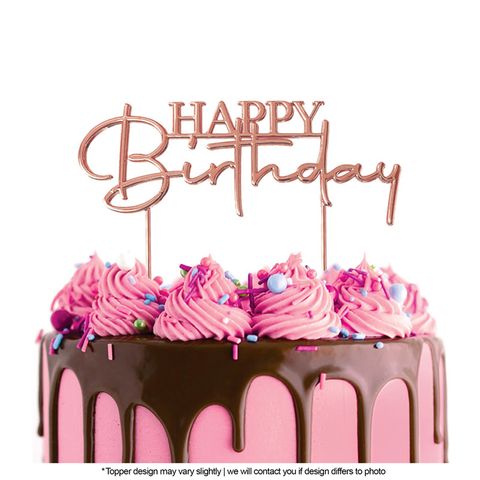 'Happy Birthday' Cursive Script Metal Cake Topper