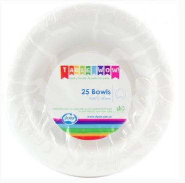 Plastic Bowl 25 Pack- White