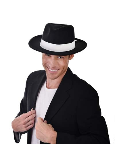 Gangster Hat Deluxe Black with Elastic Inner