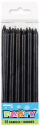 Long Candles 12 Pack - Black