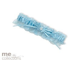 Blue Garter With Lace And Diamante