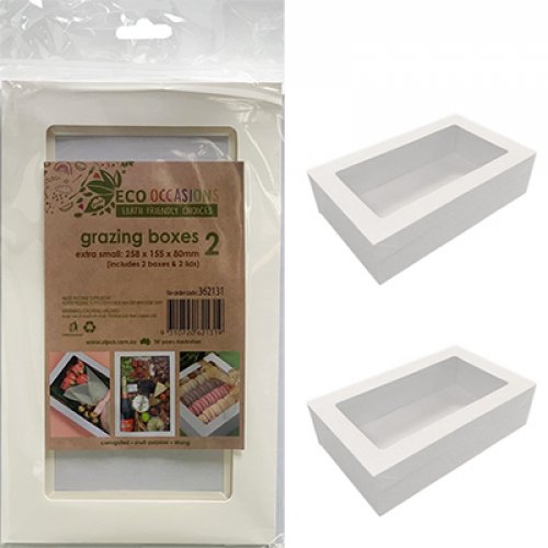 Extra Small White Grazing/Catering Tray With Lid  258 x 155 x 80mm Pack of 2