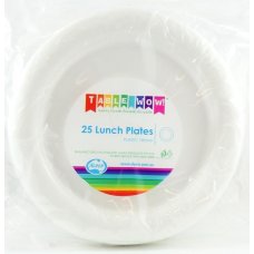 Plastic Lunch Plate 25 Pack - White